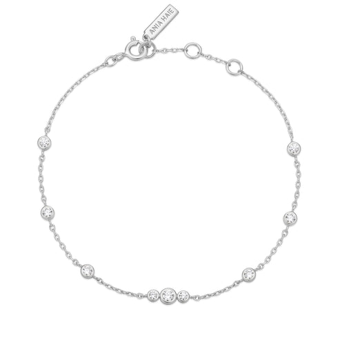 Silver Sparkling Bezel Cubic Zirconia Station Bracelet